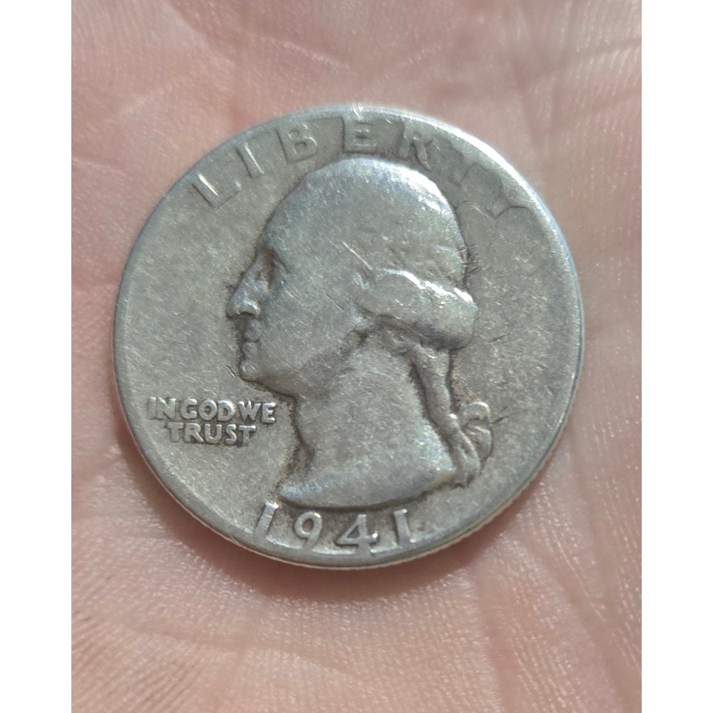 1941 Washington Quarter 90% Silver US Coin Philadelphia Mint No Mint Mark